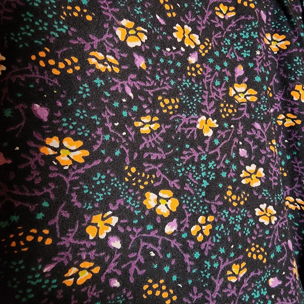 J. Crew Secret Wash Cotton Poplin Long Sleeve Button Shirt Yellow Green Floral M
